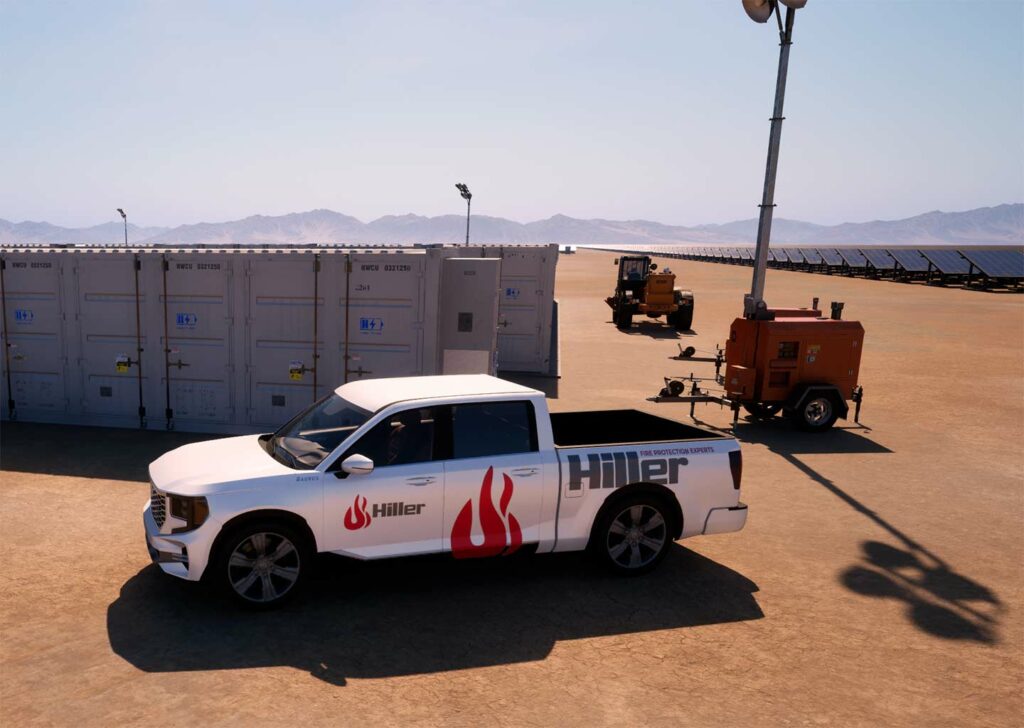 Hiller truck at battery energy storage site.